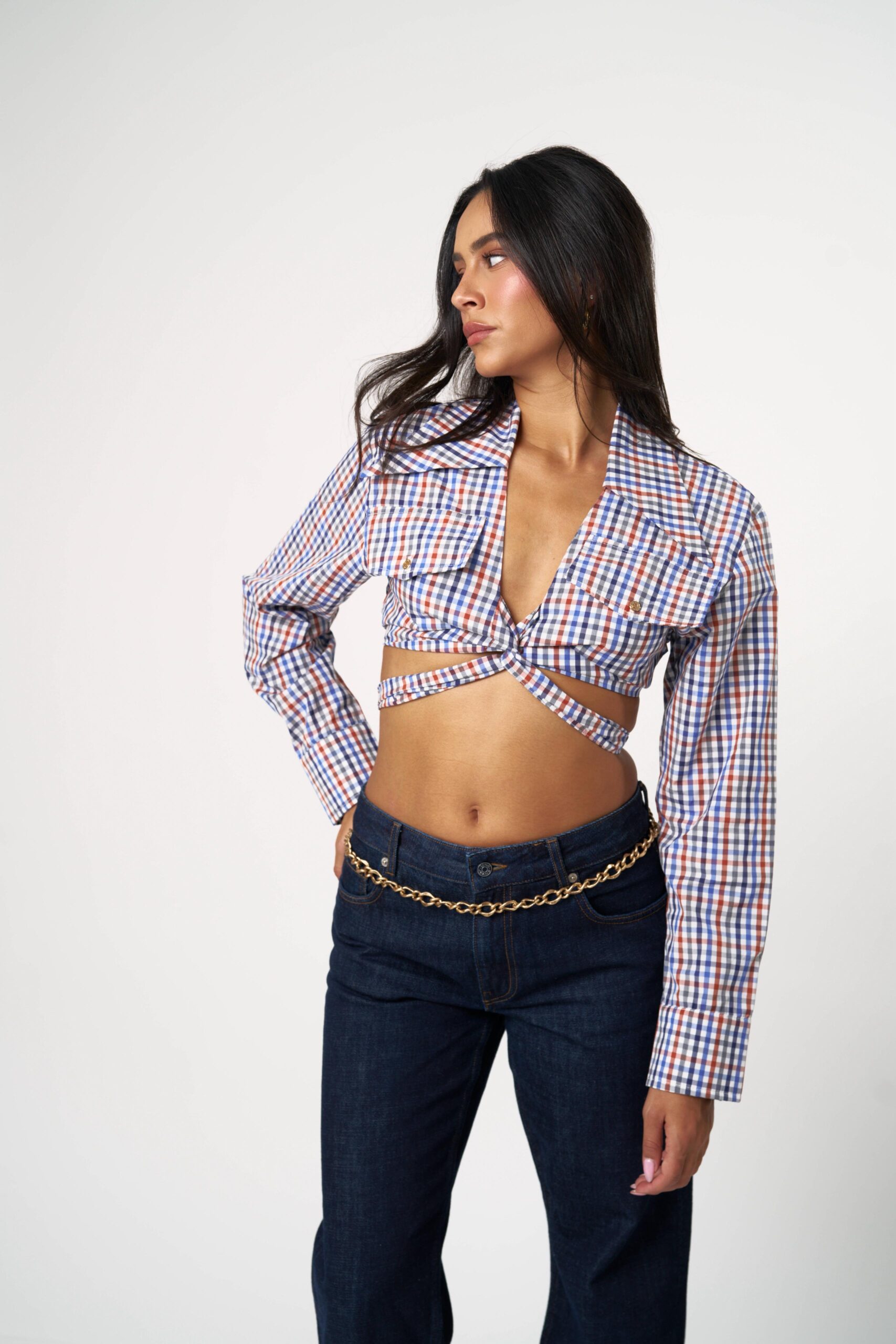 חולצה גואי משובץ כחול